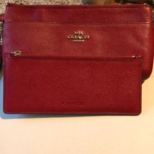 Authentic leather Coach 2 piece red wallet